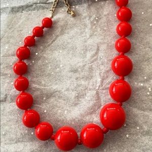 🔴 Large red bead necklace & earrings set